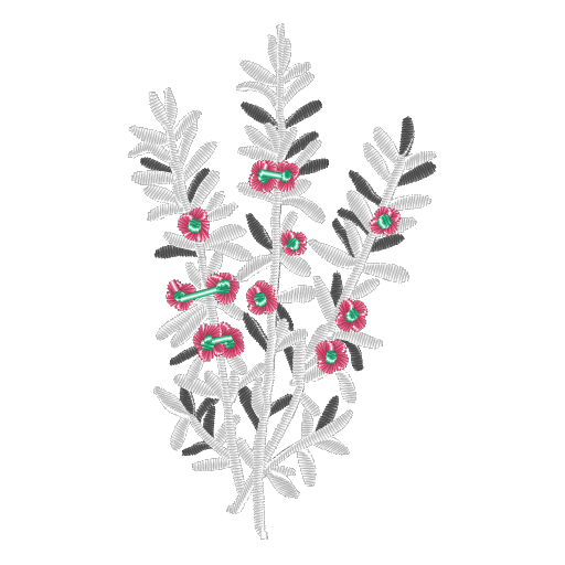 绣枝上绯红小花