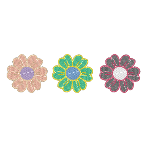 三朵多彩团花刺绣