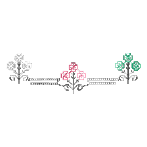 三色花卉绣图