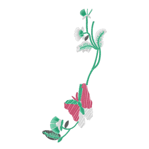 花朵藤蔓刺绣图