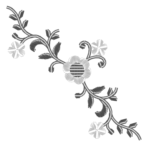 水墨花卉藤蔓绣样