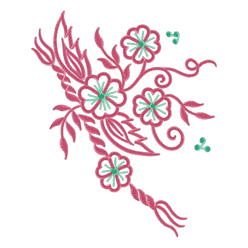 粉绿花卉刺绣
