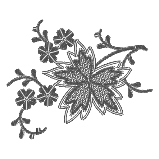 深蓝绣叶繁花相映