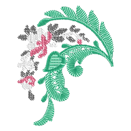 古韵花卉刺绣图