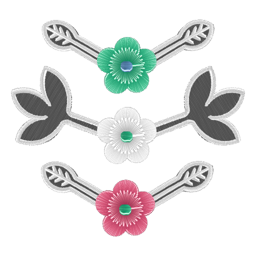 三色花枝刺绣