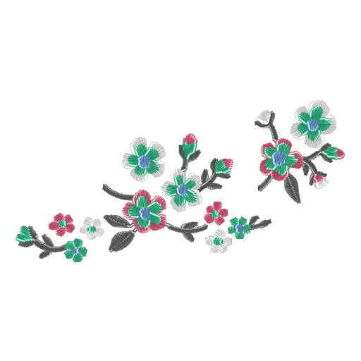 多彩绣花繁花枝