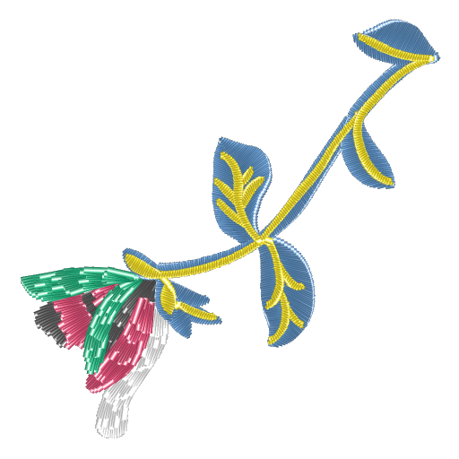 蓝叶黄花绣枝芳