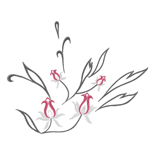 红色肌理花卉刺绣