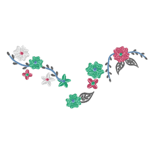 蓝枝缀繁花彩绣图