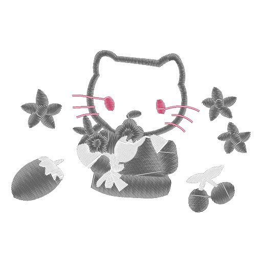 绣猫伴花手作图