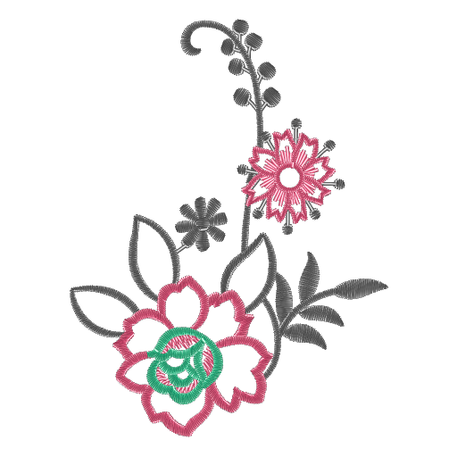 粉绿花朵刺绣图