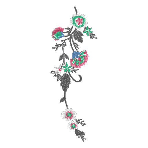 繁花缠绕长卷绣