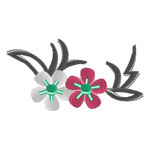 红绿双花姊妹绣