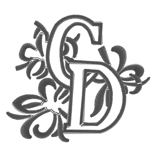 花间字母CD刺绣图