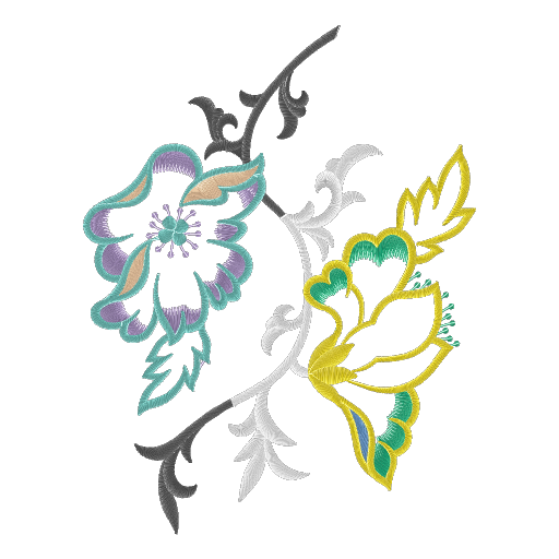 三色繁花绣图
