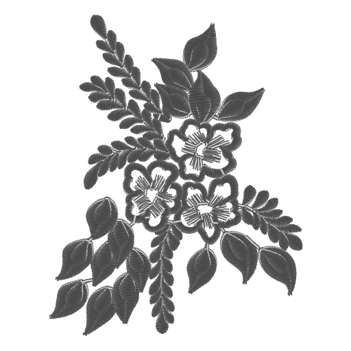 枝叶花朵刺绣纹