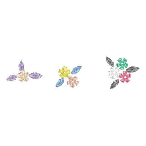 三色花朵刺绣图案