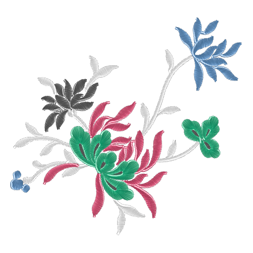 多彩花卉刺绣图