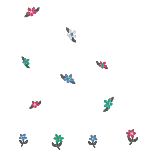 绣花盆栽刺绣图案