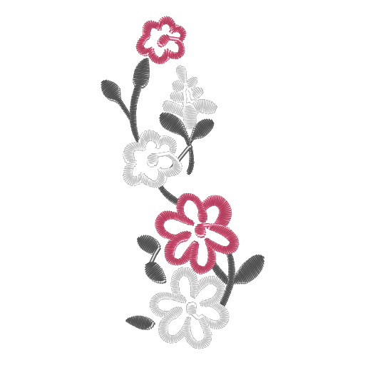 垂直绣条纹花朵藤蔓