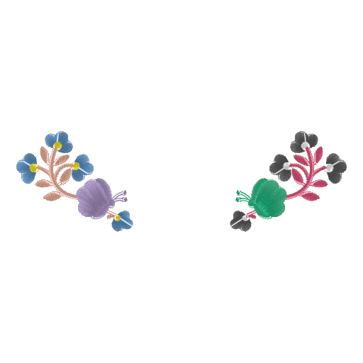 双色花卉刺绣绣片