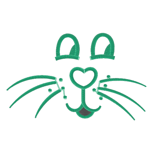 绿绣小猫脸绣样