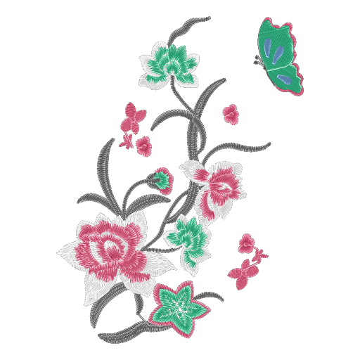 粉花蝶舞纹