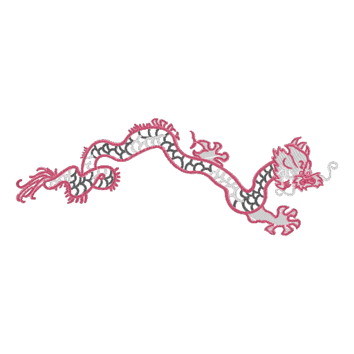 二维风格红黑龙刺绣