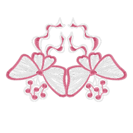 玫粉线绣花卉图