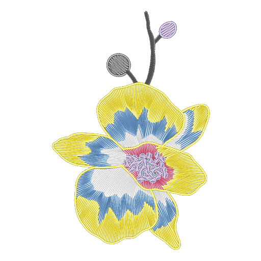 黄蓝丝花绣图