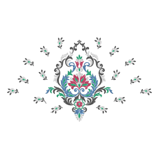 多彩花卉团花
