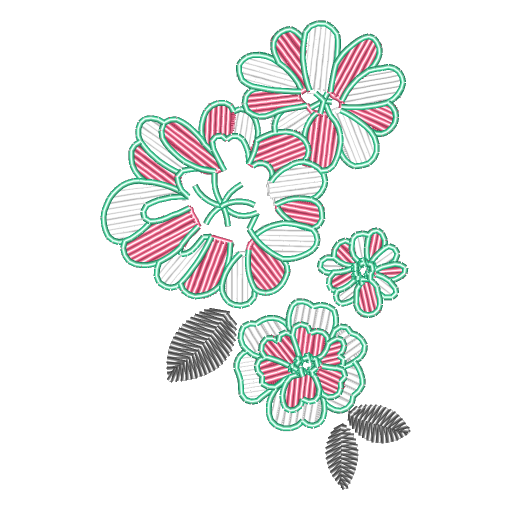 三色刺绣繁花