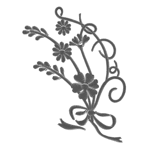 藤蔓花簇执丝带绣