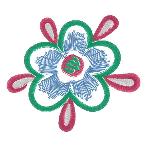 绿红蓝三色丝绣繁花