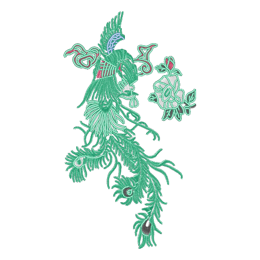花瓶绿绣繁花图