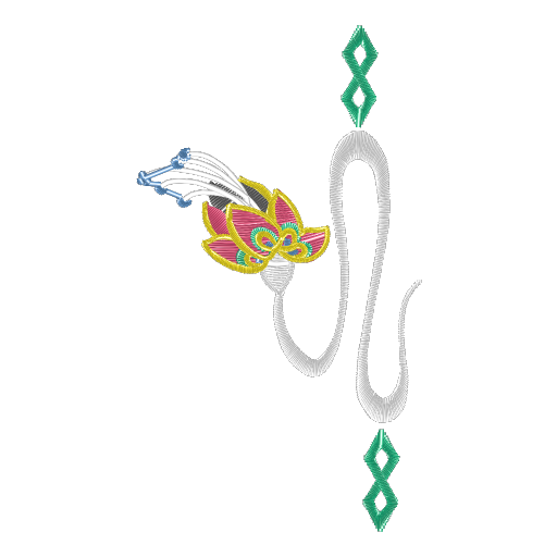 莲叶蜻蜓簪花图绣