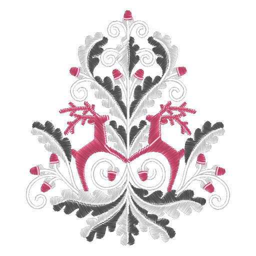 玫红斑鸠刺绣纹