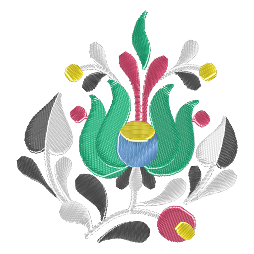 蓝蕊绿萼绣繁花