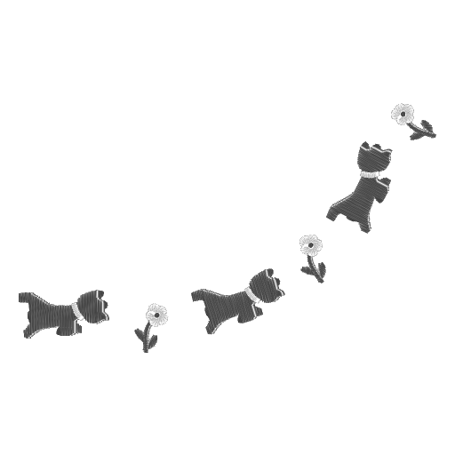 三犬逐花绣