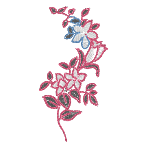 红粉藤蔓绽花图