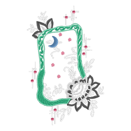 翠边月花碎珠绣