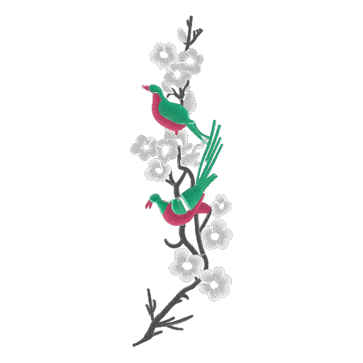 绿红鸟栖花枝