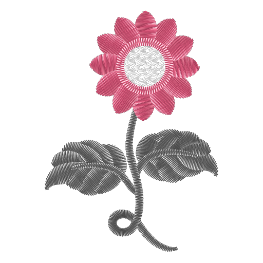 玫红花朵绣样