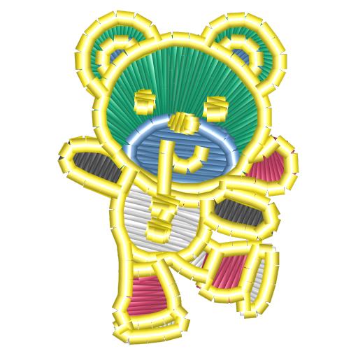 蓝黄撞色刺绣小熊