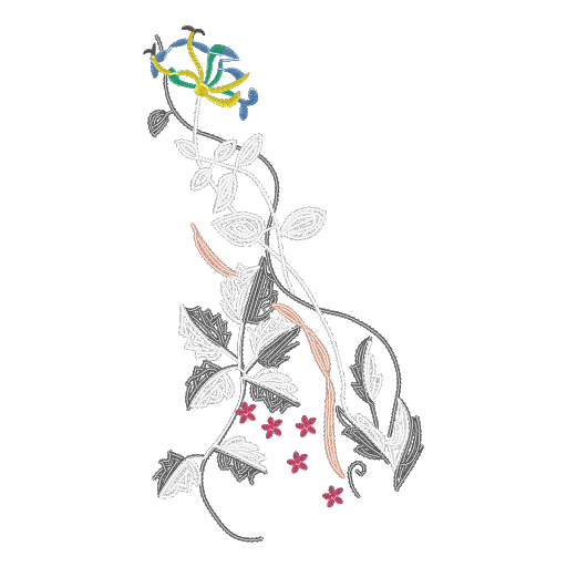 藤蔓小花刺绣图