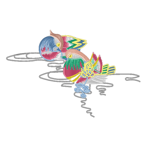 双鸟彩绣