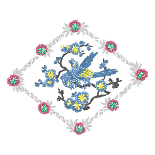 青鸟栖花间