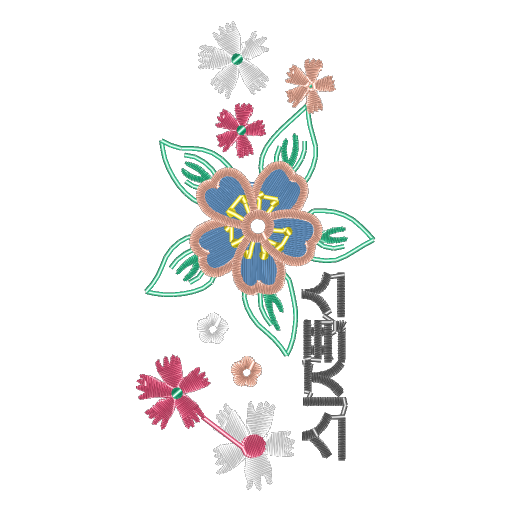 花簇环绕绣标设计