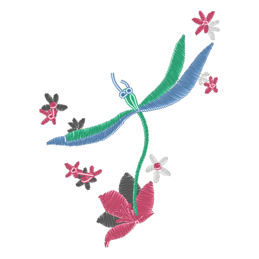 绣和蜻蜓入画中