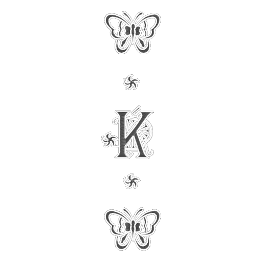 K字母蝴蝶刺绣